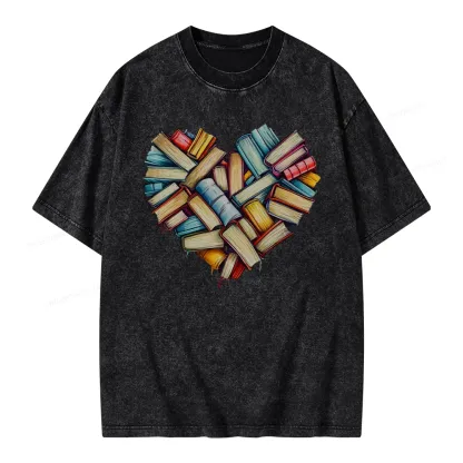 Pagewings Book Heart Unisex Washed T-shirt