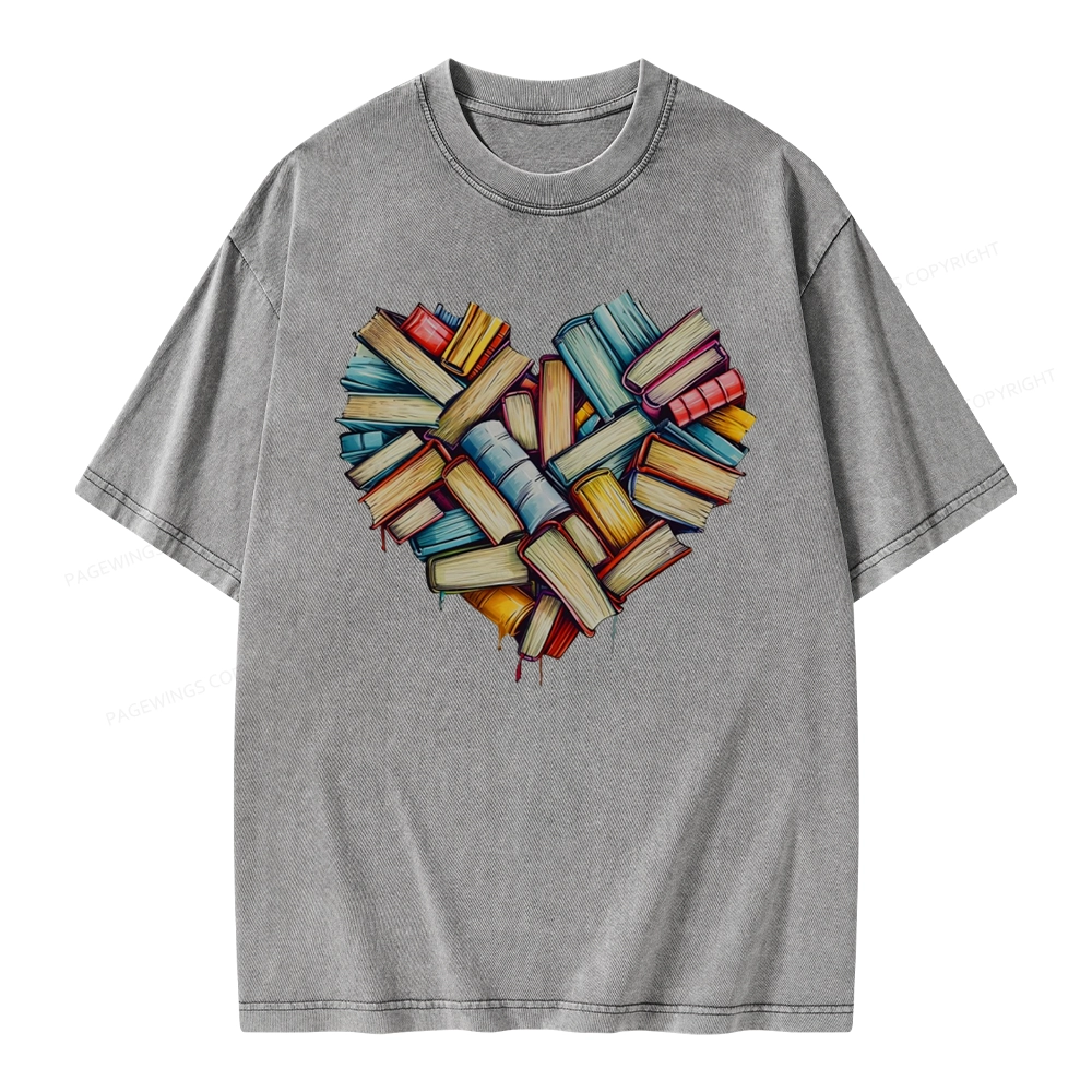 Pagewings Book Heart Unisex Washed T-shirt