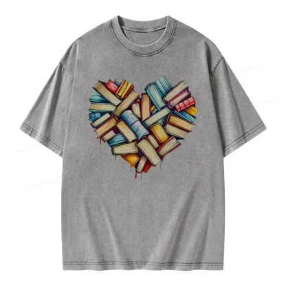 Pagewings Book Heart Unisex Washed T-shirt