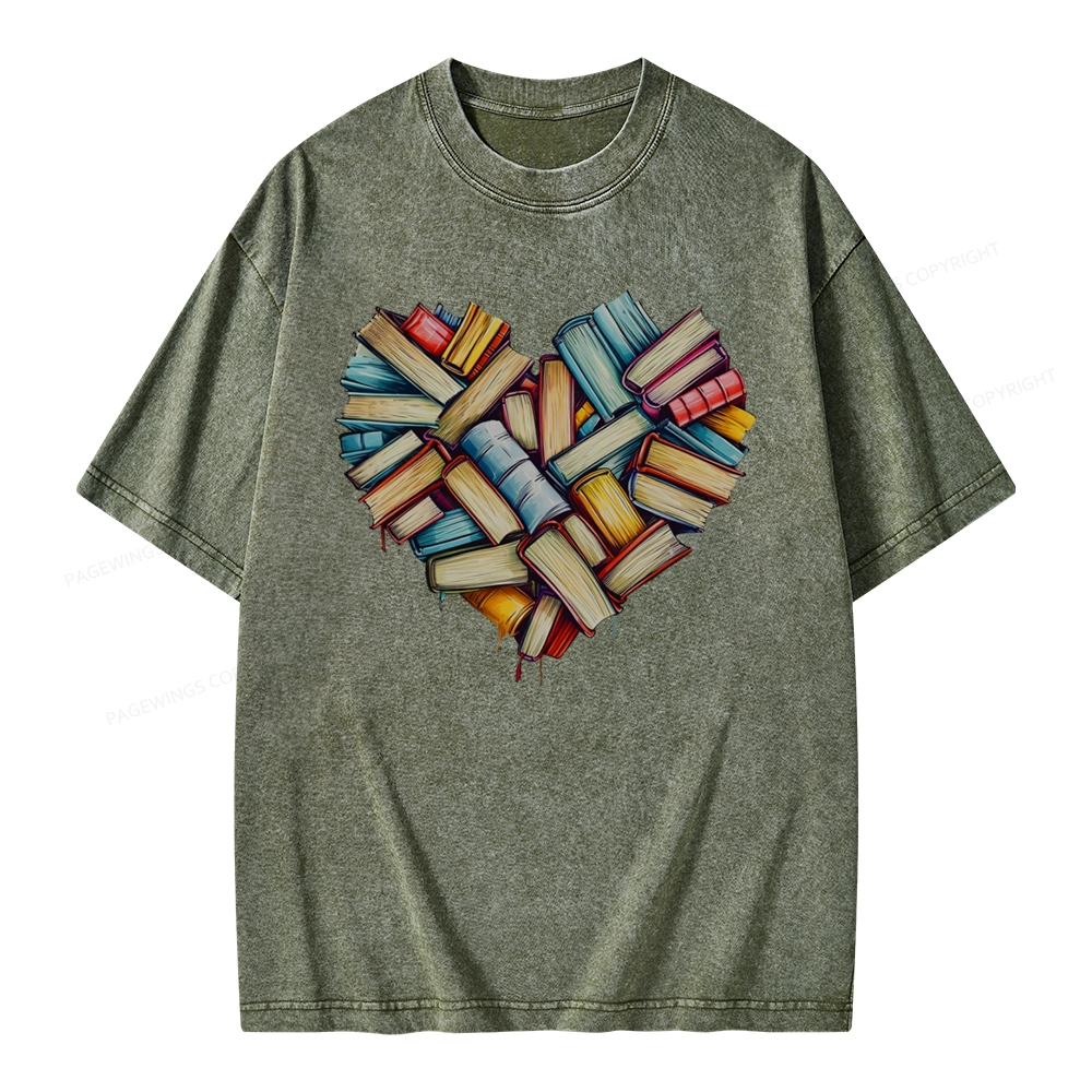Pagewings Book Heart Unisex Washed T-shirt