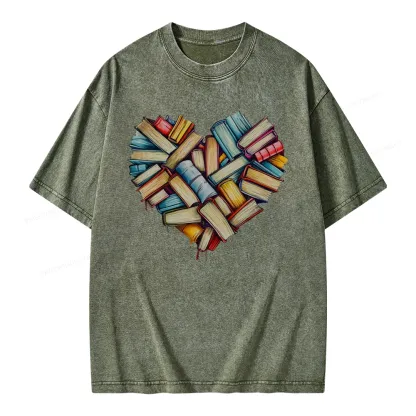 Pagewings Book Heart Unisex Washed T-shirt