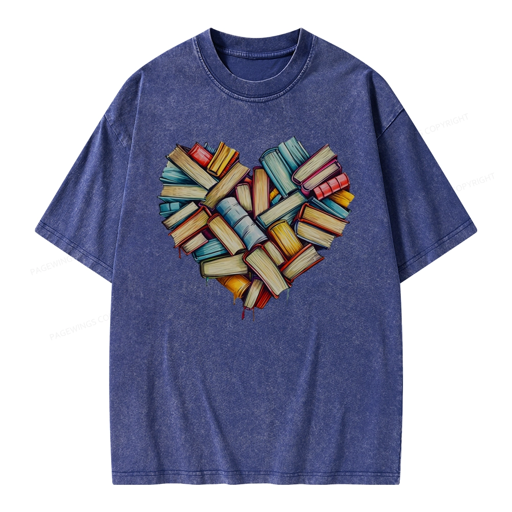 Pagewings Book Heart Unisex Washed T-shirt
