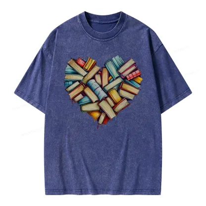 Pagewings Book Heart Unisex Washed T-shirt