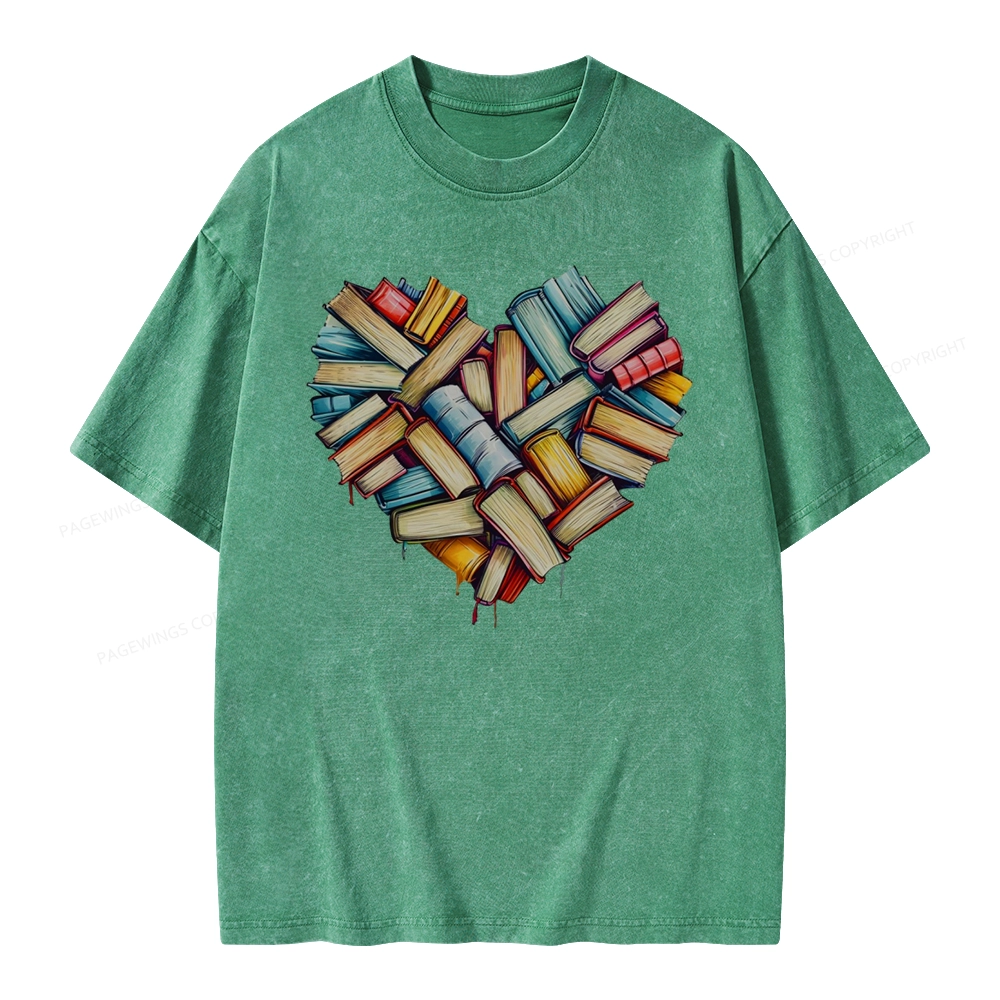 Pagewings Book Heart Unisex Washed T-shirt