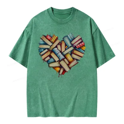 Pagewings Book Heart Unisex Washed T-shirt