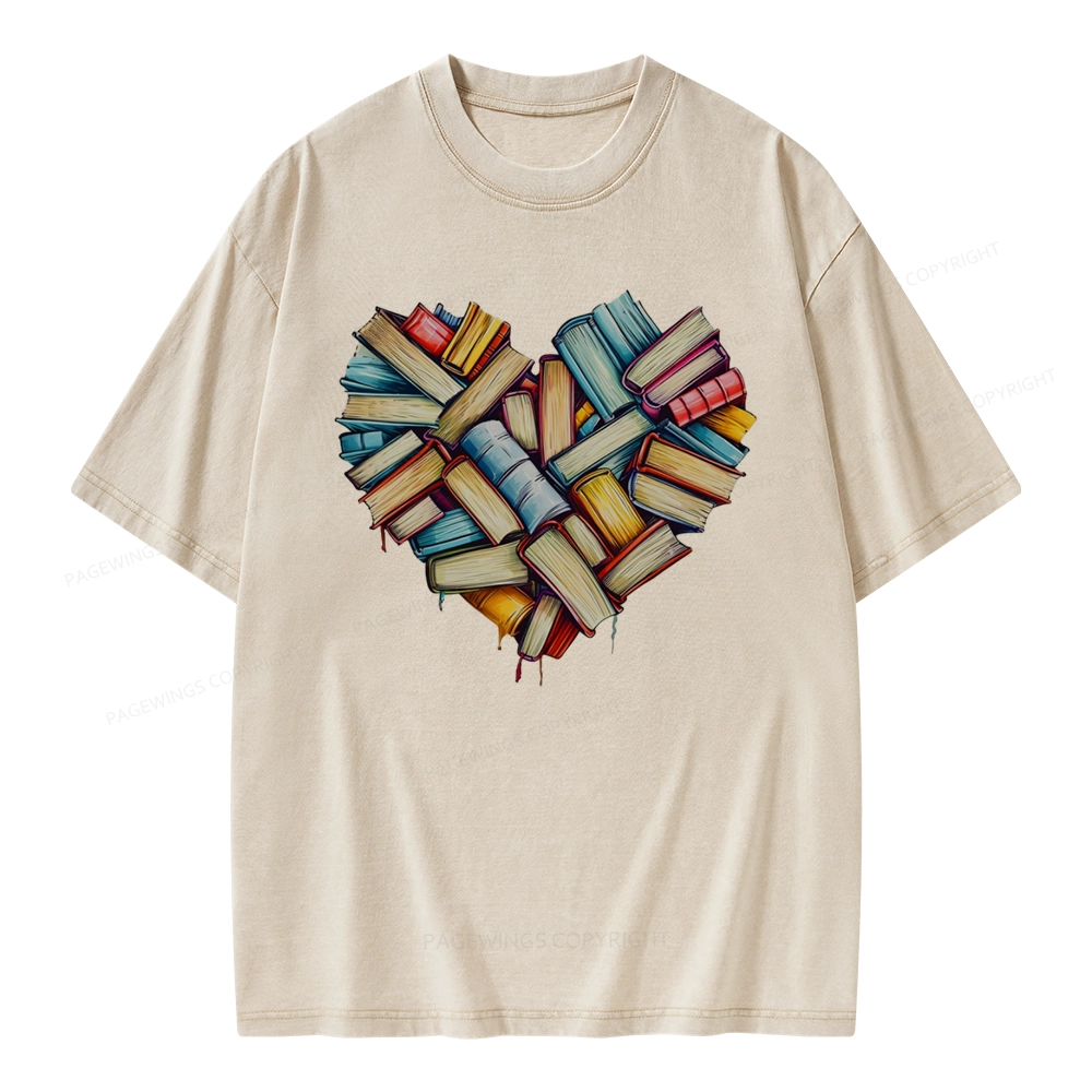 Pagewings Book Heart Unisex Washed T-shirt