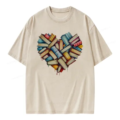Pagewings Book Heart Unisex Washed T-shirt
