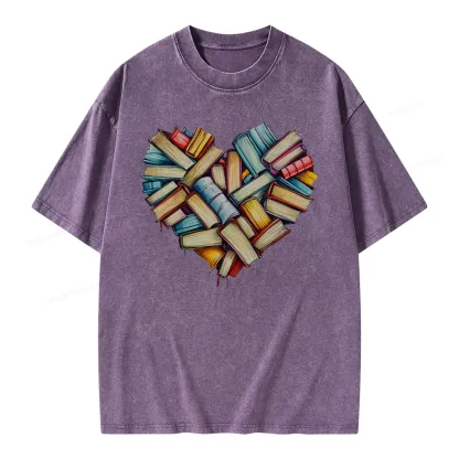 Pagewings Book Heart Unisex Washed T-shirt