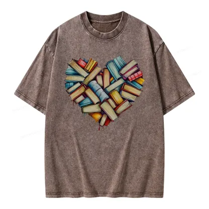 Pagewings Book Heart Unisex Washed T-shirt