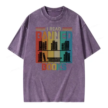 Pagewings Vintage Retro I Read Banned Books Unisex Washed T-shirt