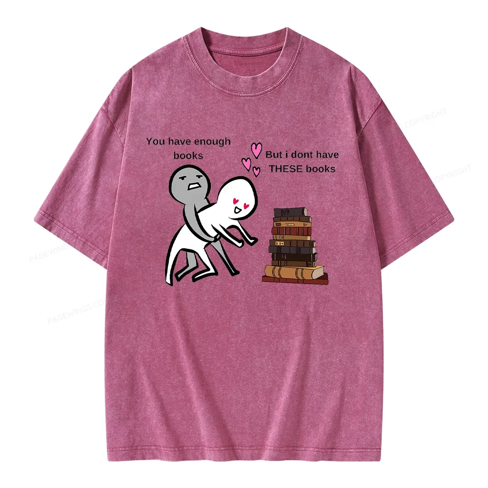 Pagewings Wanting More Books Unisex Washed T-shirt
