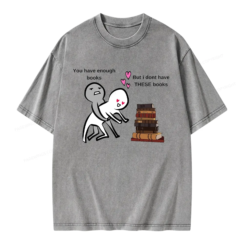 Pagewings Wanting More Books Unisex Washed T-shirt