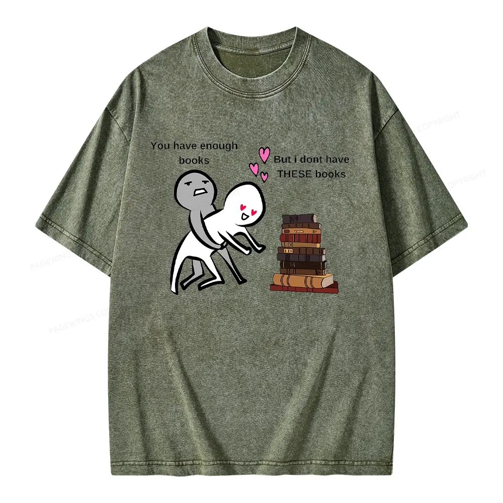 Pagewings Wanting More Books Unisex Washed T-shirt