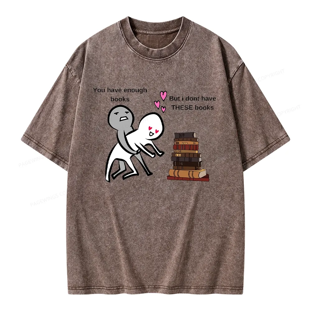 Pagewings Wanting More Books Unisex Washed T-shirt
