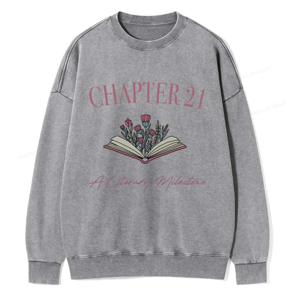 Pagewings Personalized Birthday Gift For Book Lover Unisex Washed Sweatshirt