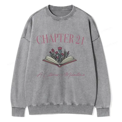 Pagewings Personalized Birthday Gift For Book Lover Unisex Washed Sweatshirt