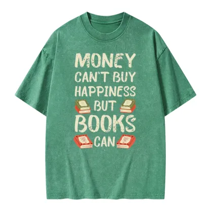 Pagewings Money Can't Buy Happiness But Books Can Unisex Washed T-shirt