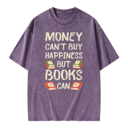 Pagewings Money Can't Buy Happiness But Books Can Unisex Washed T-shirt