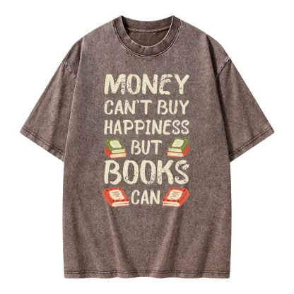 Pagewings Money Can't Buy Happiness But Books Can Unisex Washed T-shirt