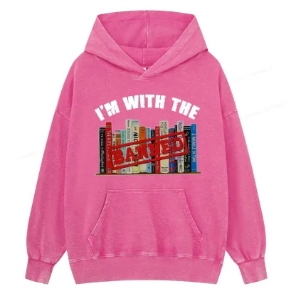 Pagewings I'm With The Banned Funny Book Unisex Washed Hoodie