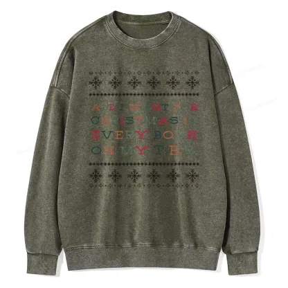 Pagewings All I Want For Christmas Is Every Book On My TBR Unisex Washed Sweatshirt