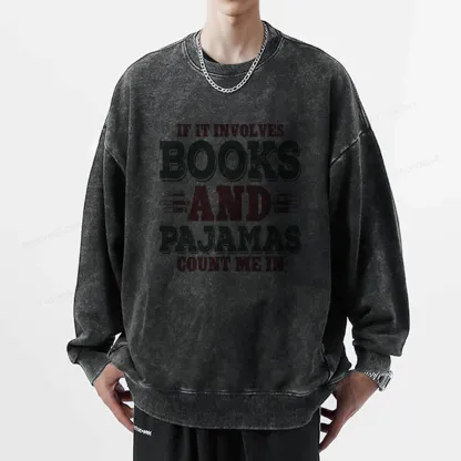 Pagewings Book And Pajamas Reading Lover Unisex Washed Sweatshirt