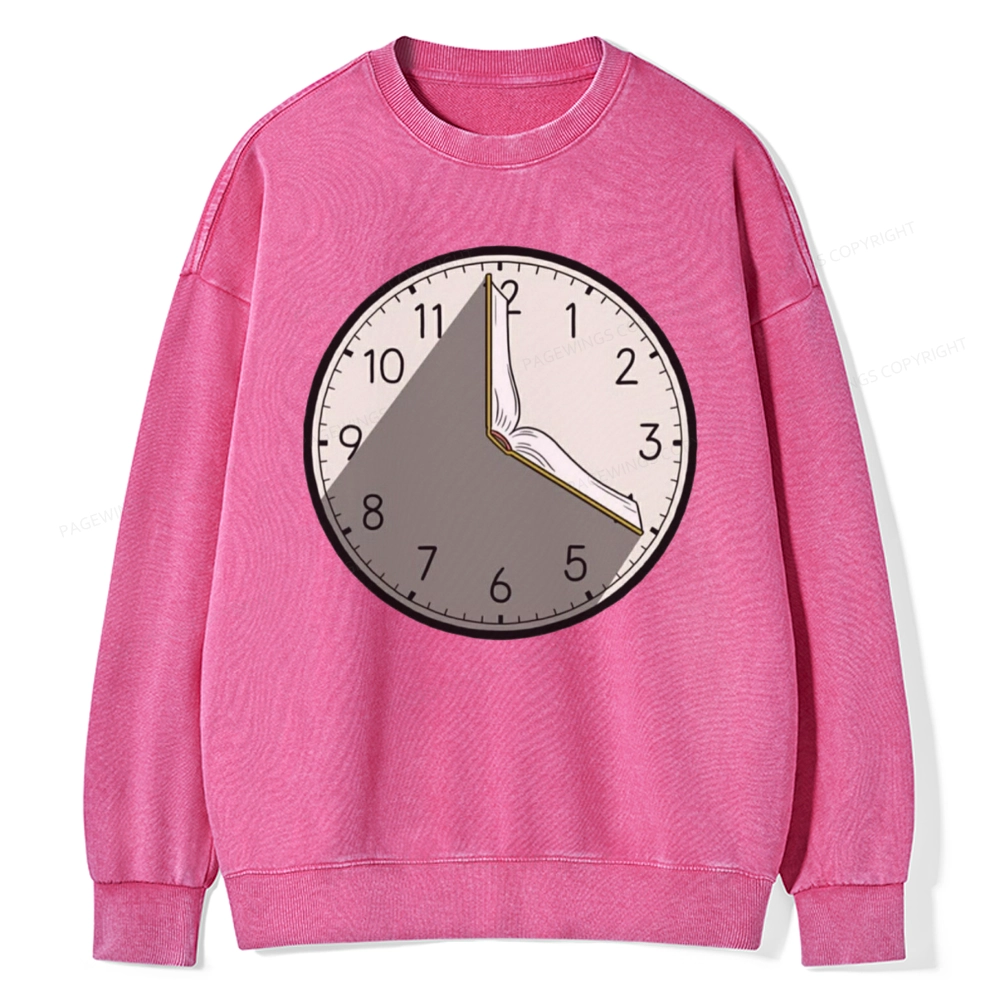 Pagewings Book Clock Unisex Washed Sweatshirt