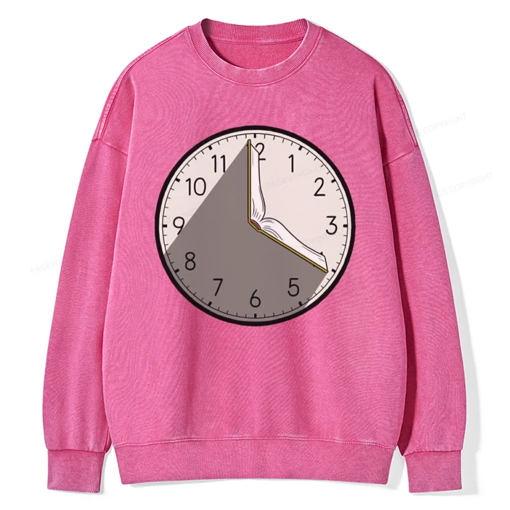 Pagewings Book Clock Unisex Washed Sweatshirt