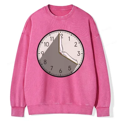 Pagewings Book Clock Unisex Washed Sweatshirt