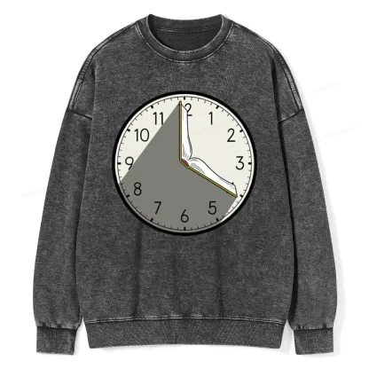 Pagewings Book Clock Unisex Washed Sweatshirt