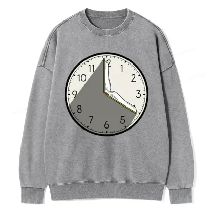 Pagewings Book Clock Unisex Washed Sweatshirt