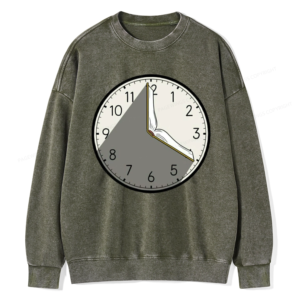 Pagewings Book Clock Unisex Washed Sweatshirt