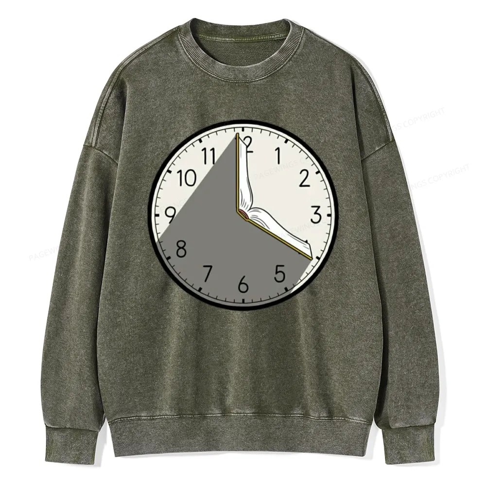 Pagewings Book Clock Unisex Washed Sweatshirt