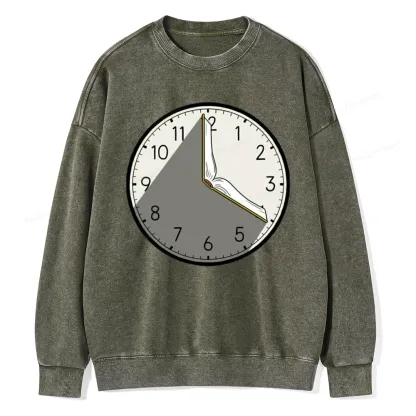 Pagewings Book Clock Unisex Washed Sweatshirt