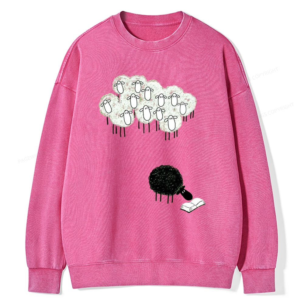 Pagewings Reading Fluffy Flock Unisex Washed Sweatshirt