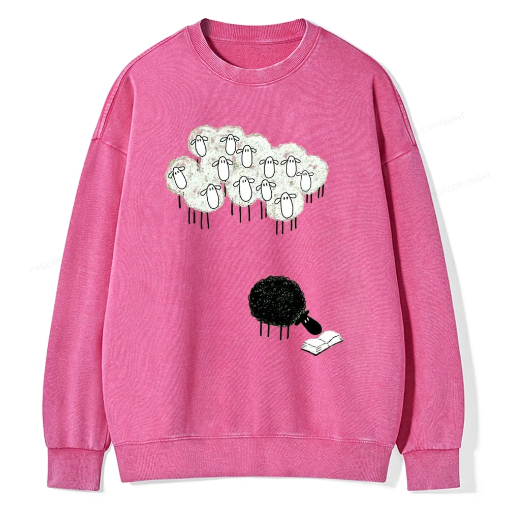 Pagewings Reading Fluffy Flock Unisex Washed Sweatshirt