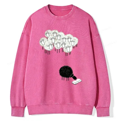 Pagewings Reading Fluffy Flock Unisex Washed Sweatshirt