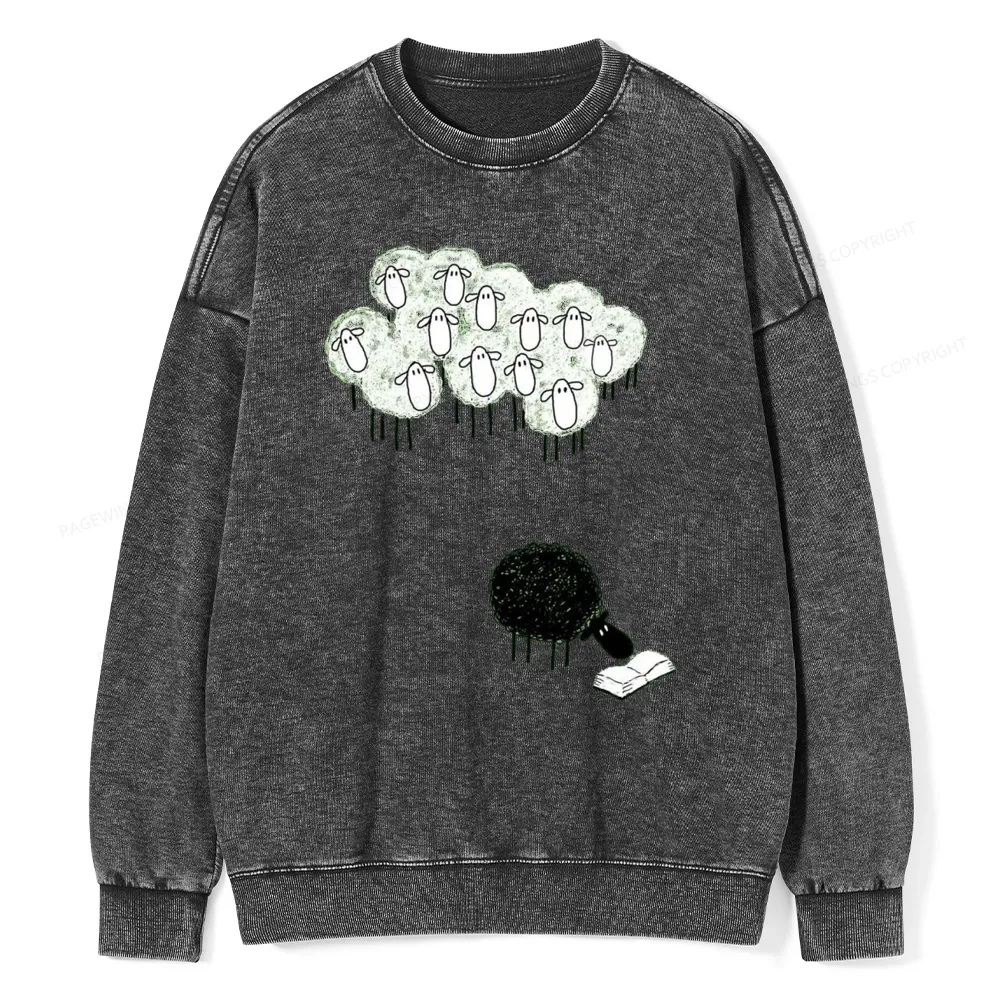 Pagewings Reading Fluffy Flock Unisex Washed Sweatshirt