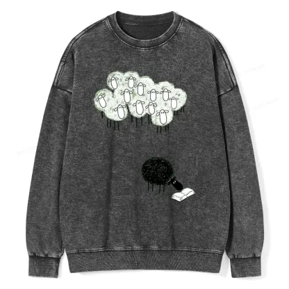 Pagewings Reading Fluffy Flock Unisex Washed Sweatshirt