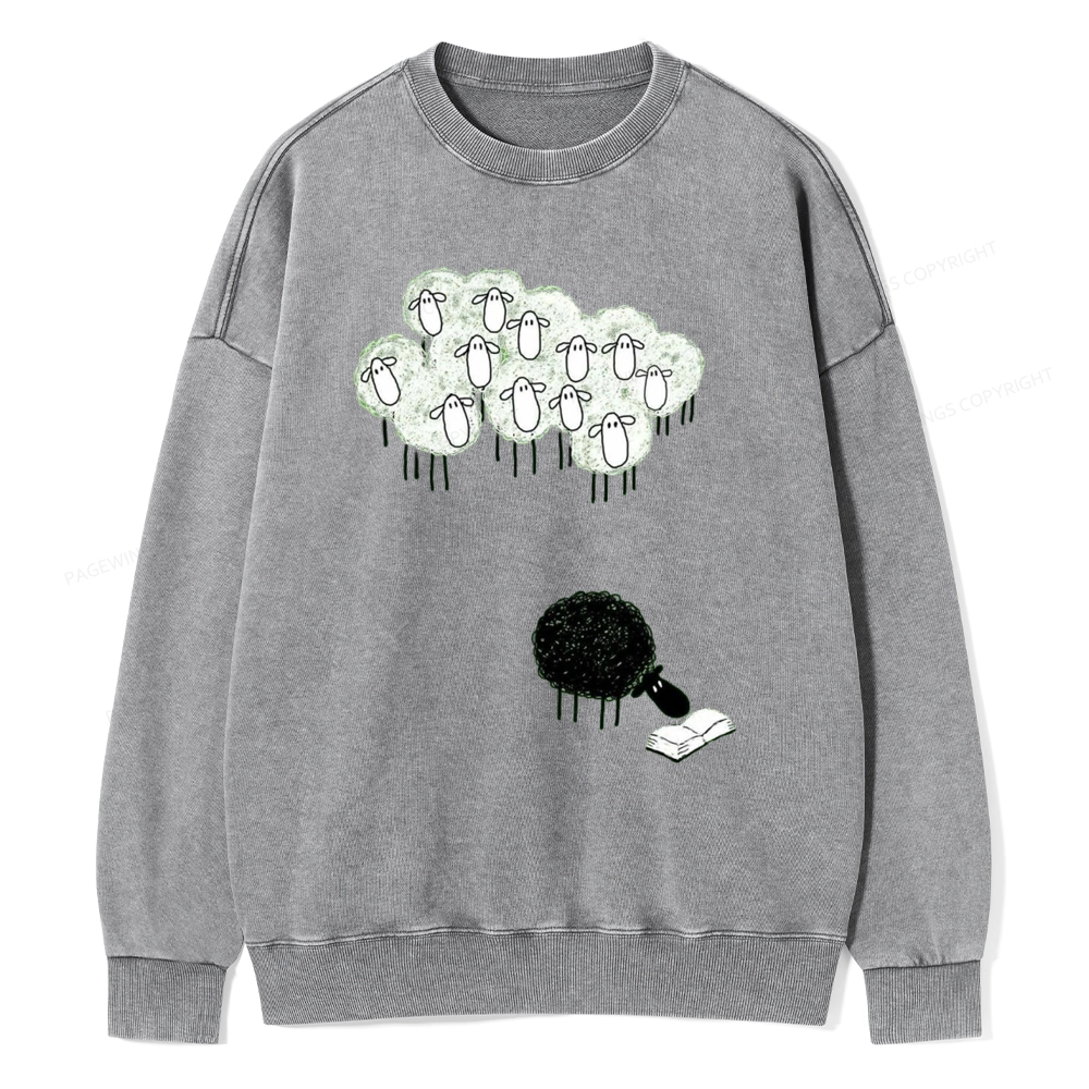 Pagewings Reading Fluffy Flock Unisex Washed Sweatshirt