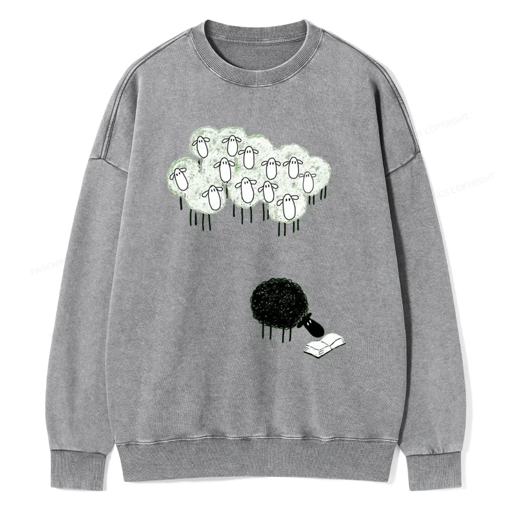 Pagewings Reading Fluffy Flock Unisex Washed Sweatshirt