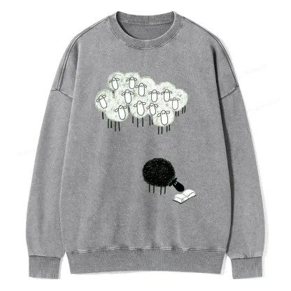 Pagewings Reading Fluffy Flock Unisex Washed Sweatshirt