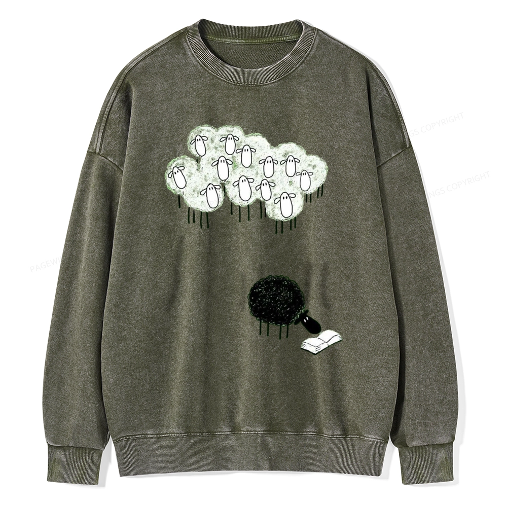 Pagewings Reading Fluffy Flock Unisex Washed Sweatshirt