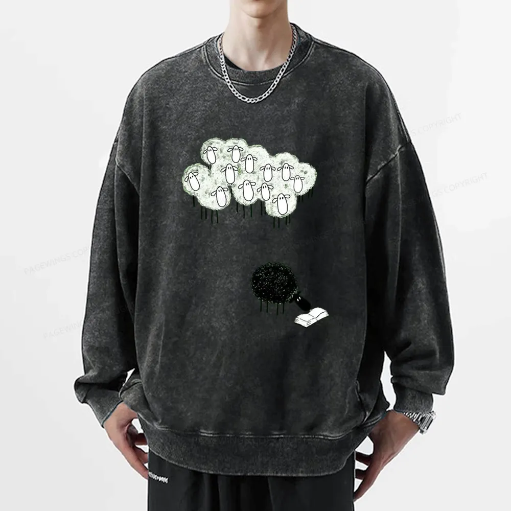 Pagewings Reading Fluffy Flock Unisex Washed Sweatshirt