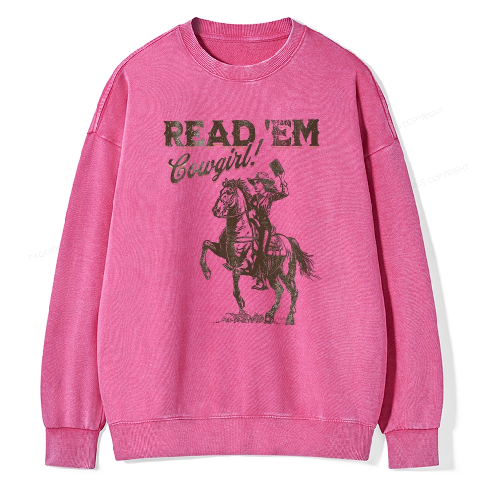 Pagewings Bookish Cowgirl Unisex Washed Sweatshirt