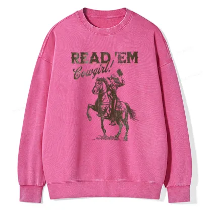 Pagewings Bookish Cowgirl Unisex Washed Sweatshirt