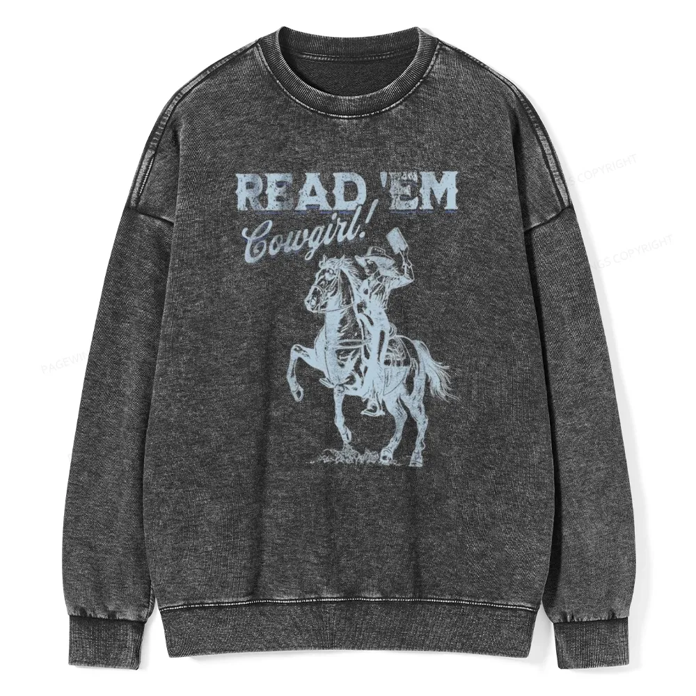 Pagewings Bookish Cowgirl Unisex Washed Sweatshirt