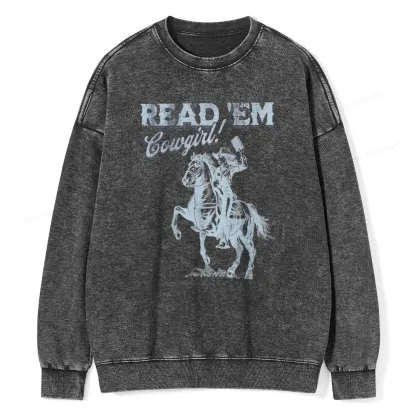Pagewings Bookish Cowgirl Unisex Washed Sweatshirt
