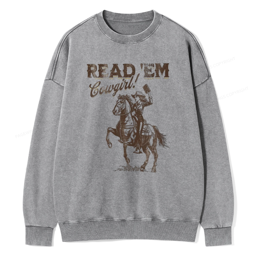 Pagewings Bookish Cowgirl Unisex Washed Sweatshirt