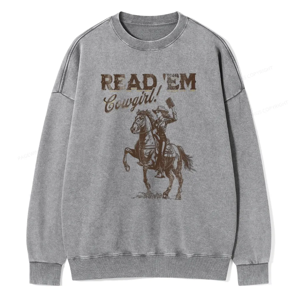 Pagewings Bookish Cowgirl Unisex Washed Sweatshirt